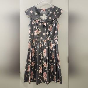 Beebop & Wally New York Floral Polka Dot Dress,‎ Size Medium, Cotton.